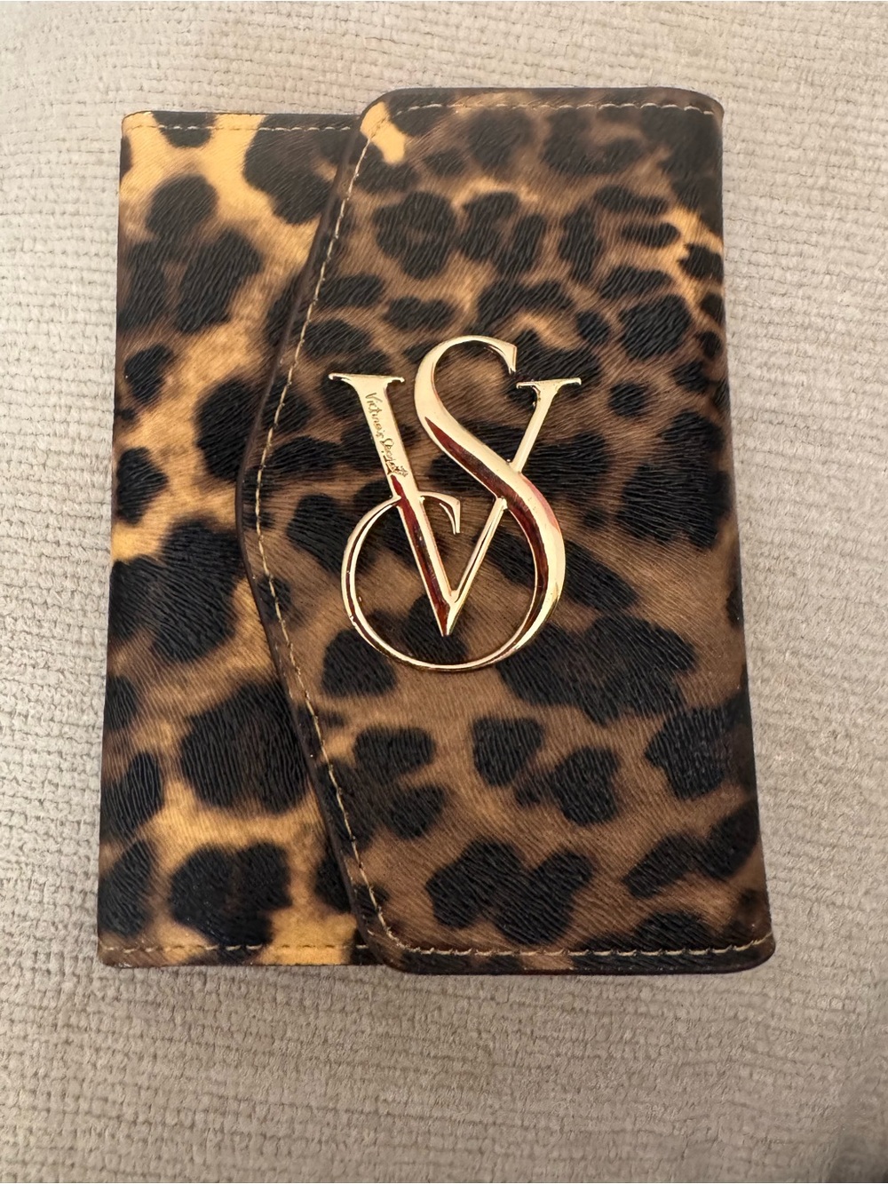Victoria's Secret Leopard Print Passport Holder with Gold VS Logo